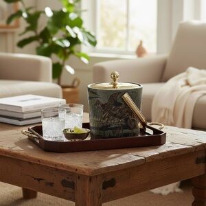 Vintage Ice Bucket with Patterned Design